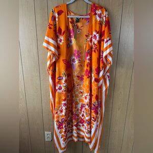 Steve Madden Cover Up Vibrant Orange Floral Kimono
